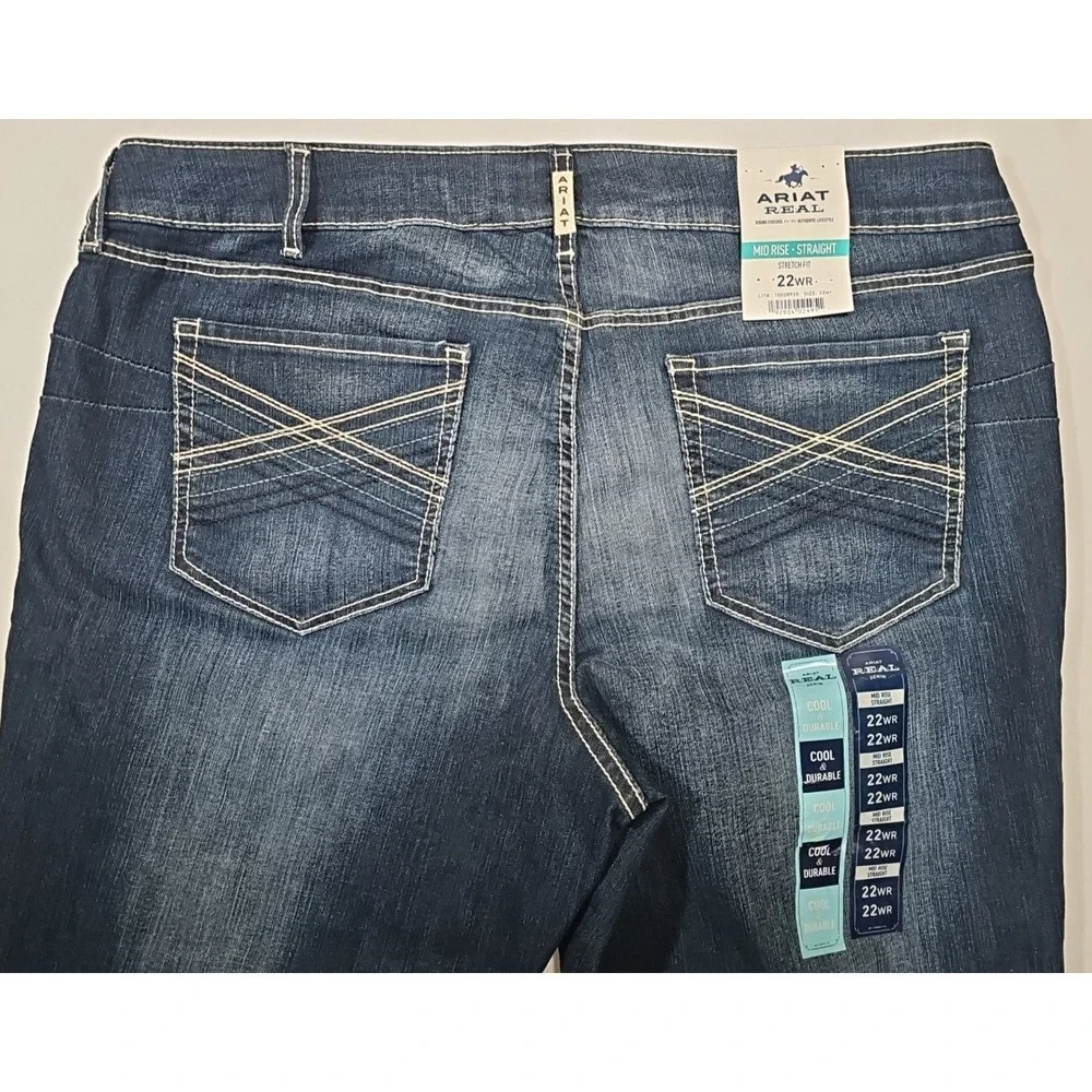 Ariat Real Mid Rise Straight Stretch Fit LITA Women's Size 22WR NWT- 10028920 - Picture 5 of 13